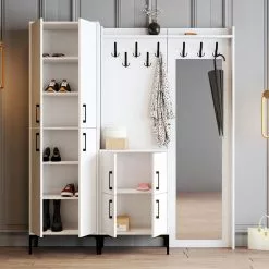 Säilytyskokonaisuus Peilllä Linento Furniture Berlin ABC, Valkoinen 8 Säilytyskokonaisuus Peilllä Linento Furniture Berlin ABC, Valkoinen -Huonekalut myymälä LIFU845HCT4229 3