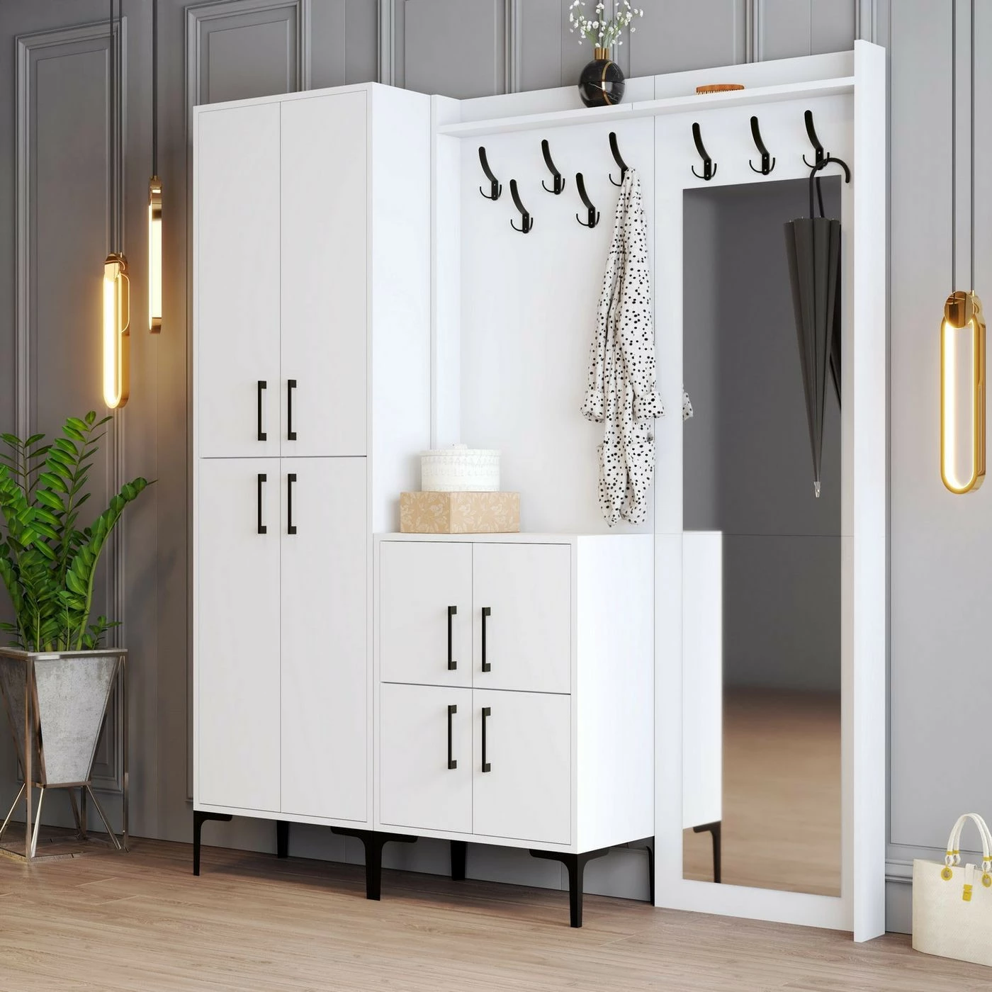 Säilytyskokonaisuus Peilllä Linento Furniture Berlin ABC, Valkoinen 4 Säilytyskokonaisuus Peilllä Linento Furniture Berlin ABC, Valkoinen - Image 4