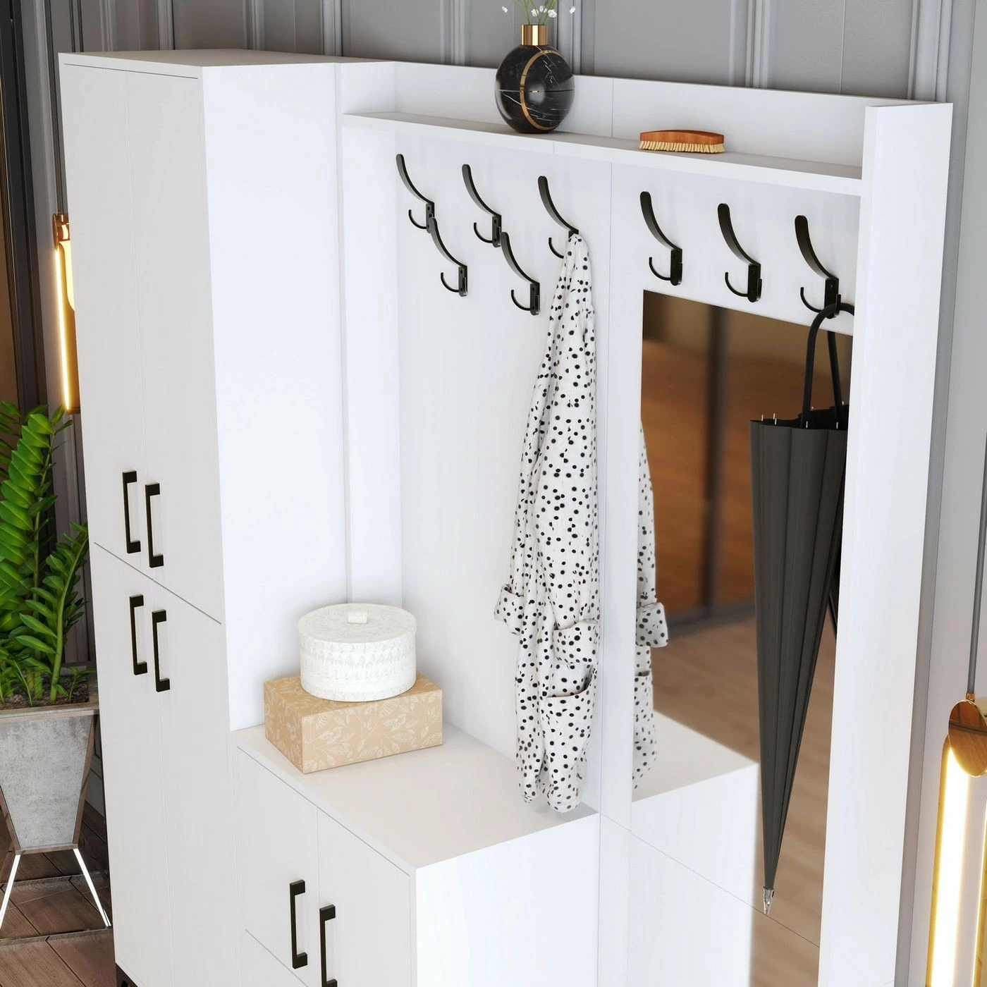 Säilytyskokonaisuus Peilllä Linento Furniture Berlin ABC, Valkoinen 5 Säilytyskokonaisuus Peilllä Linento Furniture Berlin ABC, Valkoinen - Image 5