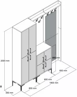 Säilytyskokonaisuus Peilllä Linento Furniture Berlin ABC, Valkoinen 11 Säilytyskokonaisuus Peilllä Linento Furniture Berlin ABC, Valkoinen -Huonekalut myymälä LIFU845HCT4229 6