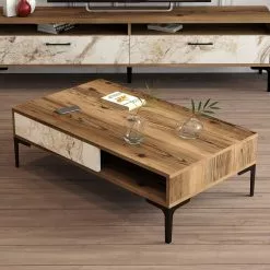 Sohvapöytä Linento Furniture Istanbul, Marmorikuosi, Ruskea/beige -Huonekalut myymälä LIFU845HCT5267 3