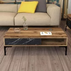 Sohvapöytä Linento Furniture Istanbul, Marmorikuosi, Ruskea/musta -Huonekalut myymälä LIFU845HCT5270 4