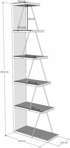 Kirjahylly Linento Furniture Tlos, Eri Värejä -Huonekalut myymälä LIFU854KLN3609 4