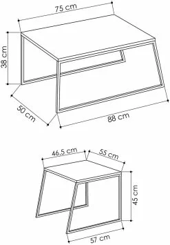 Sohvapöytä Linento Furniture Pal Orta, 2-osainen, Eri Värejä -Huonekalut myymälä LIFU855DTE2916 8