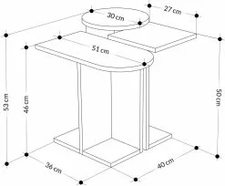 Sarjapöytä Linento Furniture Mund, 3-osainen, Valkoinen/antrasiitti/keltainen -Huonekalut myymälä LIFU855DTE2936 4