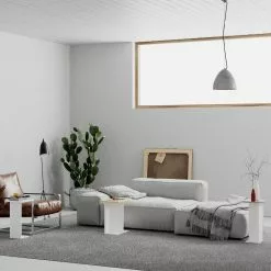 Sarjapöytä Linento Furniture Mund, 3-osainen, Valkoinen/tammi/beige -Huonekalut myymälä LIFU855DTE2937 3