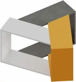 Sohvapöytä Linento Furniture Trio, Valkoinen/harmaa/keltainen