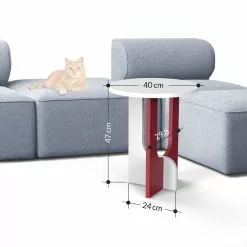 Apupöytä Linento Furniture Luna, 40cm, Valkoinen/punainen -Huonekalut myymälä LIFU855DTE2959 6