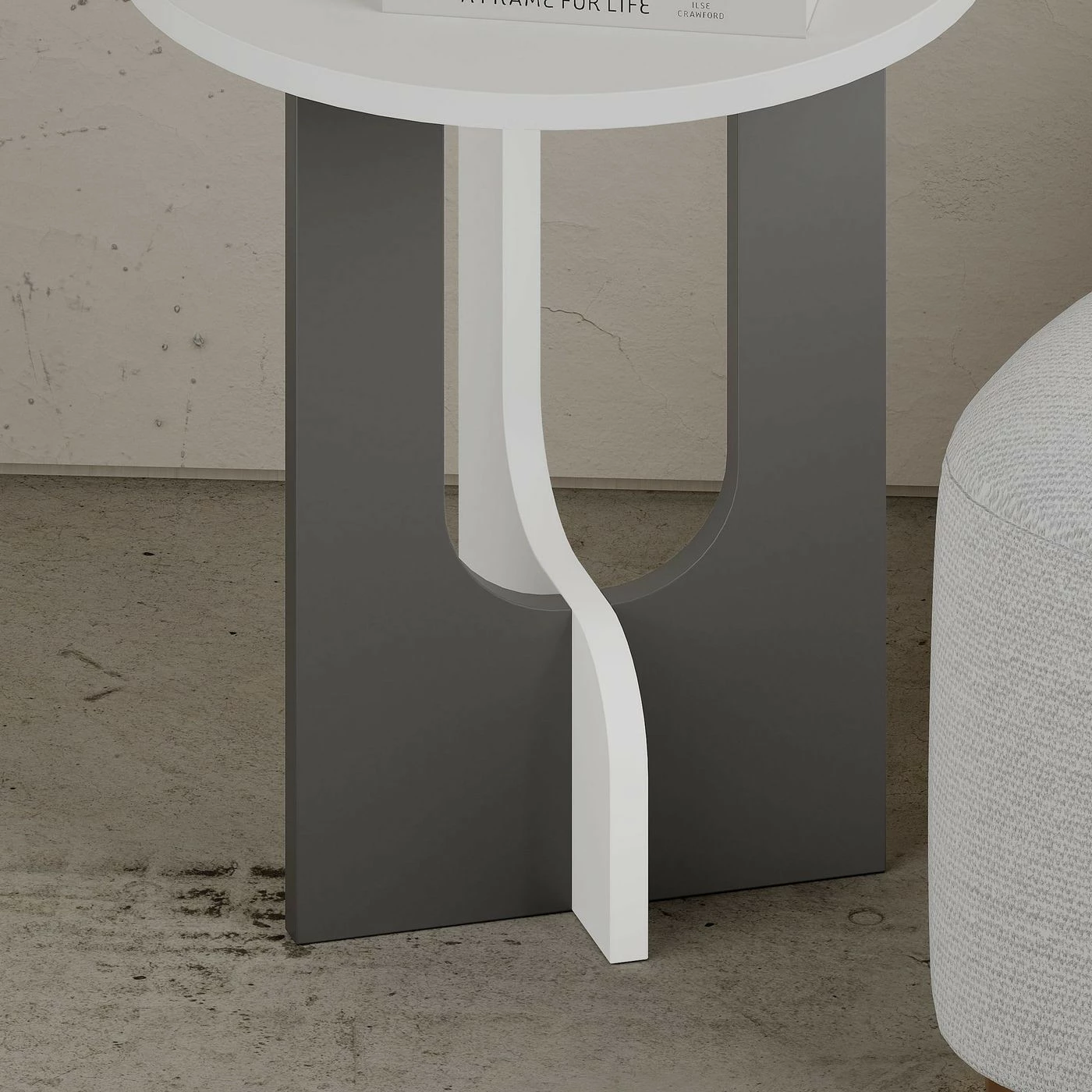 Apupöytä Linento Furniture Luna, 40cm, Valkoinen/harmaa 5 Apupöytä Linento Furniture Luna, 40cm, Valkoinen/harmaa - Image 5