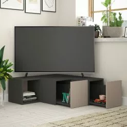 TV-taso Nurkkaan Linento Furniture Compact, Harmaa/beige, Verkkokaupan Poistotuote -Huonekalut myymälä LIFU855DTE3050 3 1