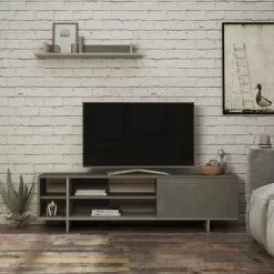TV-taso Ja Seinähylly Linento Furniture Stockton, Harmaa/beige -Huonekalut myymälä LIFU855DTE3079 3