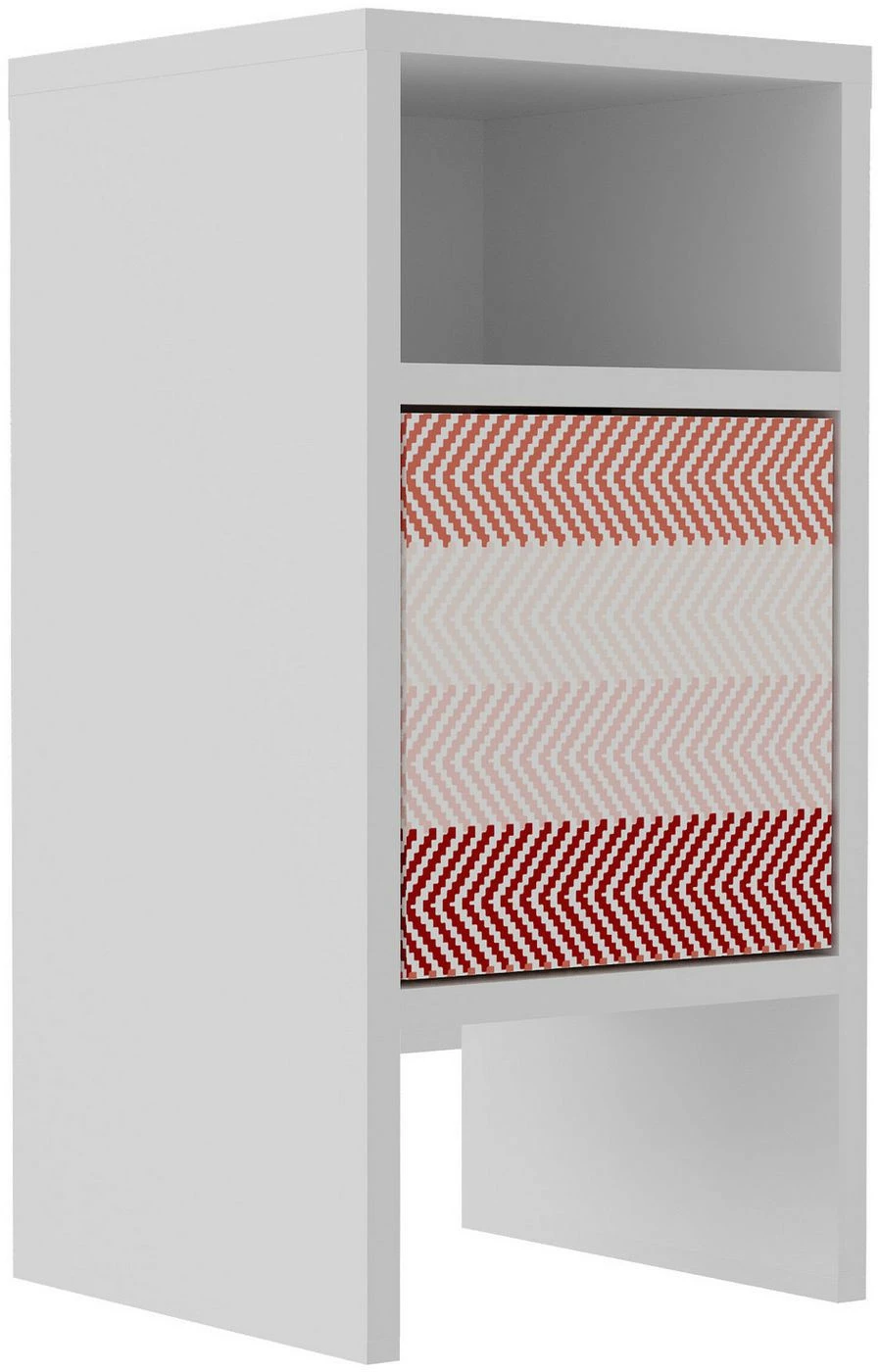 Yöpöytä Linento Furniture Grandma, Siksak, Valkoinen/punainen 1 Yöpöytä Linento Furniture Grandma, Siksak, Valkoinen/punainen