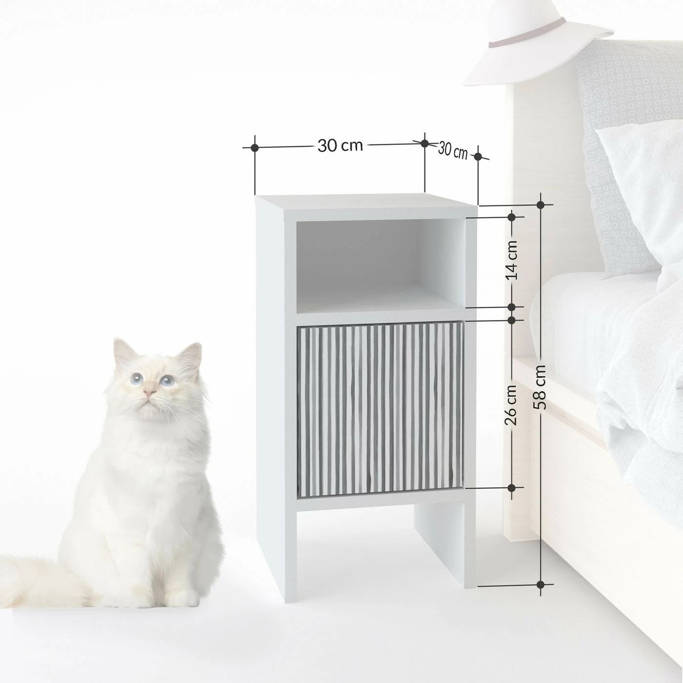 Yöpöytä Linento Furniture Grandma, Siksak, Valkoinen/punainen 8 Yöpöytä Linento Furniture Grandma, Siksak, Valkoinen/punainen - Image 8