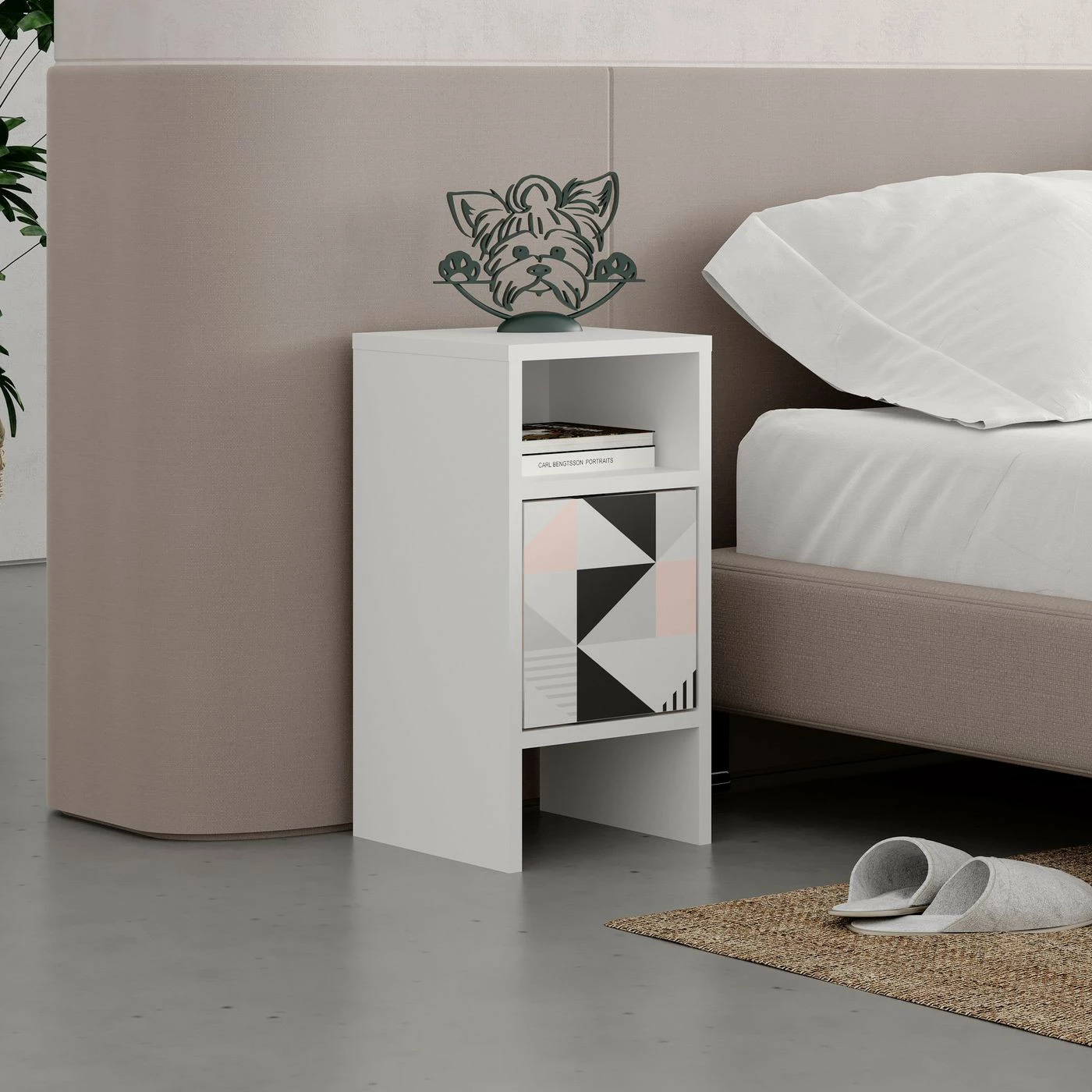 Yöpöytä Linento Furniture Grandma, Geometrinen, Valkoinen/monivärinen 2 Yöpöytä Linento Furniture Grandma, Geometrinen, Valkoinen/monivärinen - Image 2