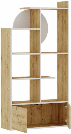 Kirjahylly Linento Furniture Half, Valkoinen/tammi -Huonekalut myymälä LIFU855DTE3746 3