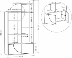 Kirjahylly Linento Furniture Half, Valkoinen/tammi -Huonekalut myymälä LIFU855DTE3746 4