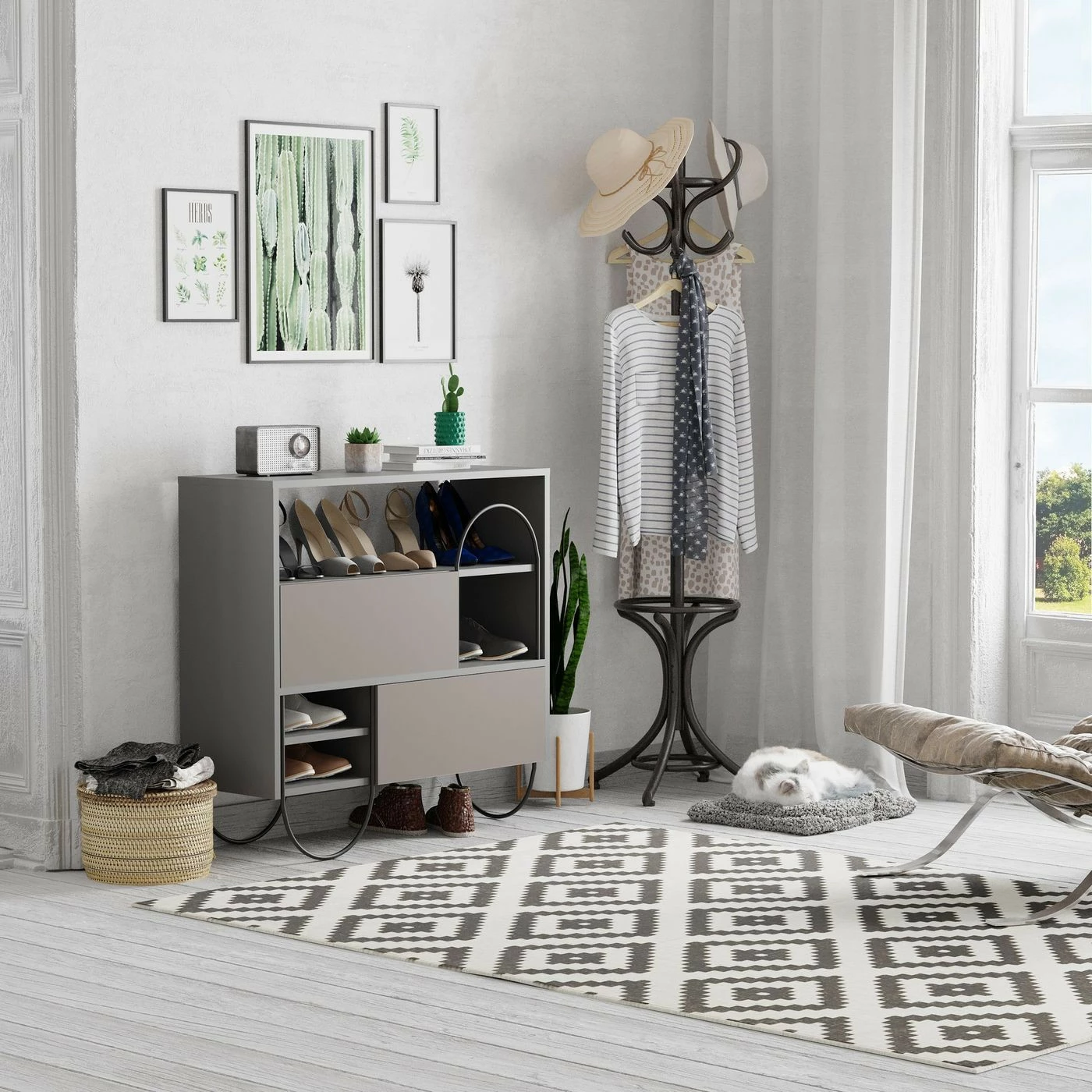 Kenkäkaappi Linento Furniture Norfolk, Vaaleanruskea/antrasiitti 2 Kenkäkaappi Linento Furniture Norfolk, Vaaleanruskea/antrasiitti - Image 2