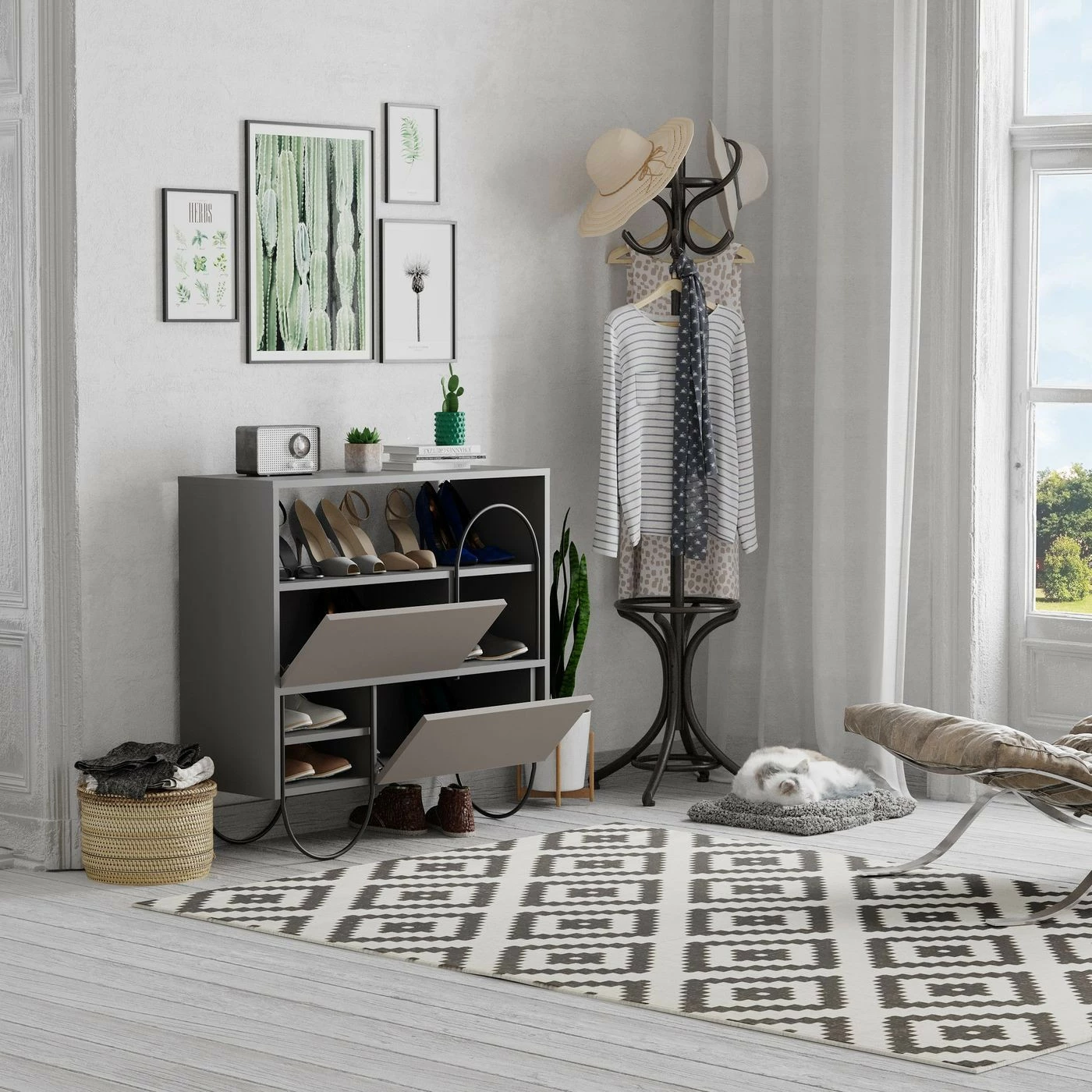 Kenkäkaappi Linento Furniture Norfolk, Vaaleanruskea/antrasiitti 3 Kenkäkaappi Linento Furniture Norfolk, Vaaleanruskea/antrasiitti - Image 3