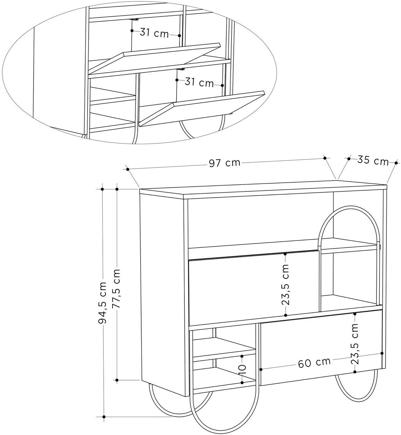 Kenkäkaappi Linento Furniture Norfolk, Vaaleanruskea/antrasiitti 5 Kenkäkaappi Linento Furniture Norfolk, Vaaleanruskea/antrasiitti - Image 5