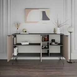 Sivukaappi Linento Furniture Clara, Harmaa/beige -Huonekalut myymälä LIFU855DTE4211 3