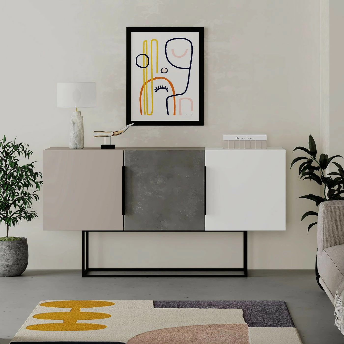 Sivupöytä Linento Furniture Tontini, Harmaa 2 Sivupöytä Linento Furniture Tontini, Harmaa - Image 2