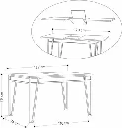 Ruokapöytä Linento Furniture Pal, Jatkettava, Puukuosi, Eri Värejä -Huonekalut myymälä LIFU855DTE4604 5
