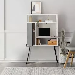 Hylly Linento Furniture Tatti, Valkoinen/beige -Huonekalut myymälä LIFU855DTE4801 4