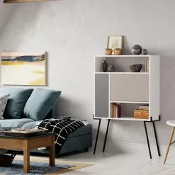 Hylly Linento Furniture Tatti, Valkoinen/beige -Huonekalut myymälä LIFU855DTE4801 5