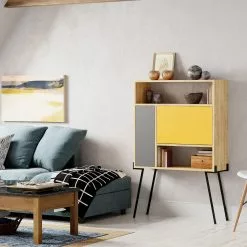 Hylly Linento Furniture Tatti, Ruskea/keltainen -Huonekalut myymälä LIFU855DTE4803 5