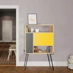 Hylly Linento Furniture Tatti, Ruskea/keltainen -Huonekalut myymälä LIFU855DTE4803 7