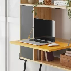 Hylly Linento Furniture Tatti, Ruskea/keltainen -Huonekalut myymälä LIFU855DTE4803 8