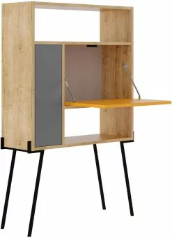 Hylly Linento Furniture Tatti, Ruskea/keltainen -Huonekalut myymälä LIFU855DTE4803 9