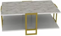 Sohvapöytä Linento Furniture Polka, Valkoinen/kulta