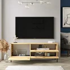 TV-taso Linento Furniture LV5, Puukuosi, Ruskea -Huonekalut myymälä LIFU921YRD1109 5