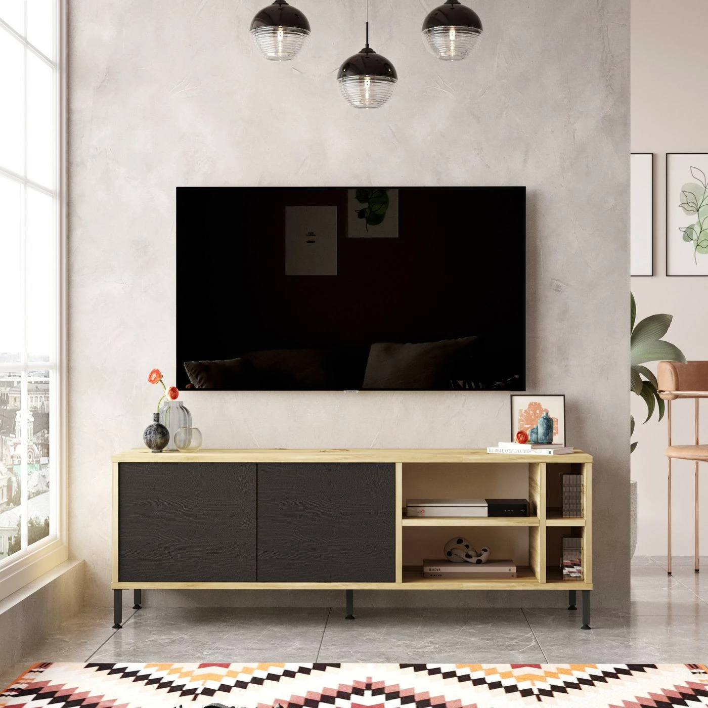 TV-taso Linento Furniture LV8, Ruskea/musta 2 TV-taso Linento Furniture LV8, Ruskea/musta - Image 2