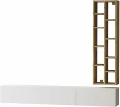 TV-taso Ja Seinähylly Linento Furniture LV9, Ruskea/valkoinen