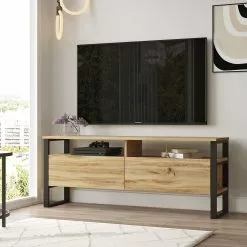 TV-taso Linento Furniture LV11, Puukuosi, Ruskea -Huonekalut myymälä LIFU921YRD1121 3