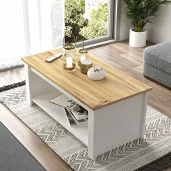 Sohvapöytä Linento Furniture LV14, Puukuosi, Ruskea/valkoinen -Huonekalut myymälä LIFU921YRD1127 3
