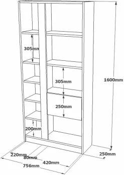 Kirjahylly Linento Furniture LV21, Tammi/hopeanharmaa -Huonekalut myymälä LIFU921YRD1142 7