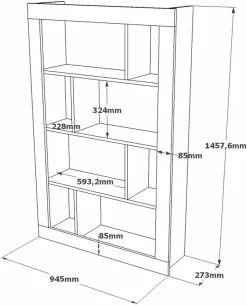 Kirjahylly Linento Furniture LV22, Hopeanharmaa/antrasiitti -Huonekalut myymälä LIFU921YRD1144 6