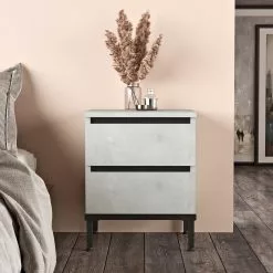 Yöpöytä Linento Furniture LV25, Kivikuosi, Hopeanharmaa 10 Yöpöytä Linento Furniture LV25, Kivikuosi, Hopeanharmaa -Huonekalut myymälä LIFU921YRD1149 3