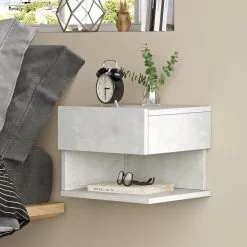 Yöpöytä Linento Furniture LV27, Hopeanharmaa -Huonekalut myymälä LIFU921YRD1153 4