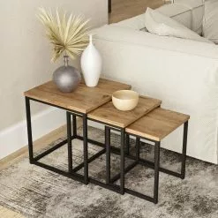 Sarjapöytä Linento Furniture VG7, 3-osainen, Ruskea -Huonekalut myymälä LIFU956LCS1205 3