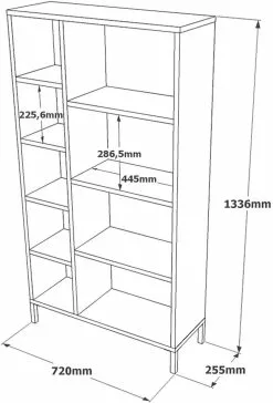 Kirjahylly Linento Furniture HM8, Ruskea/harmaa -Huonekalut myymälä LIFU956LCS1405 6