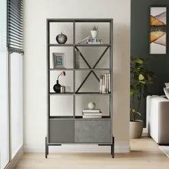 Kirjahylly Linento Furniture BO1, Tummanharmaa -Huonekalut myymälä LIFU956LCS1408 3