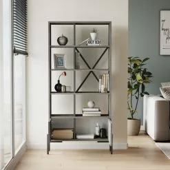 Kirjahylly Linento Furniture BO1, Tummanharmaa -Huonekalut myymälä LIFU956LCS1408 4