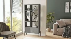 Kirjahylly Linento Furniture BO1, Tummanharmaa -Huonekalut myymälä LIFU956LCS1408 5