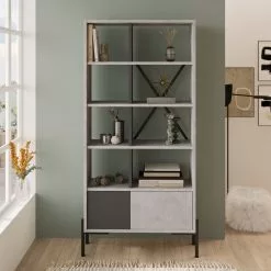 Kirjahylly Linento Furniture BO1, Vaaleanharmaa -Huonekalut myymälä LIFU956LCS1409 3