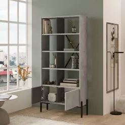 Kirjahylly Linento Furniture BO1, Vaaleanharmaa -Huonekalut myymälä LIFU956LCS1409 4