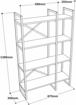 Kirjahylly Linento Furniture VG2, Ruskea/musta -Huonekalut myymälä LIFU956LCS1412 5